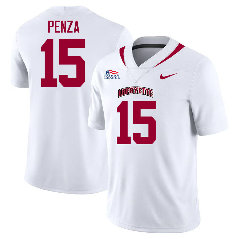 Lafayette Leopards #15 Jason Penza College Football Jerseys,Uniforms-White